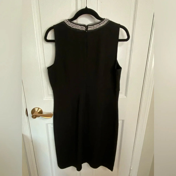 LOFT Pearl Detailed Collar Black Sheath Dress Sleeveless Cocktail Party … - Picture 8 of 12